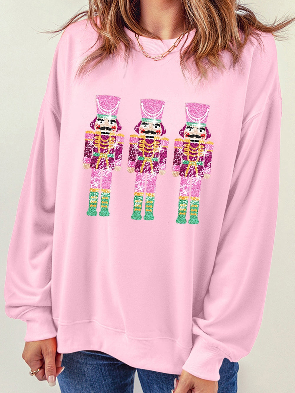 Sequin Nutcracker Christmas Pullover