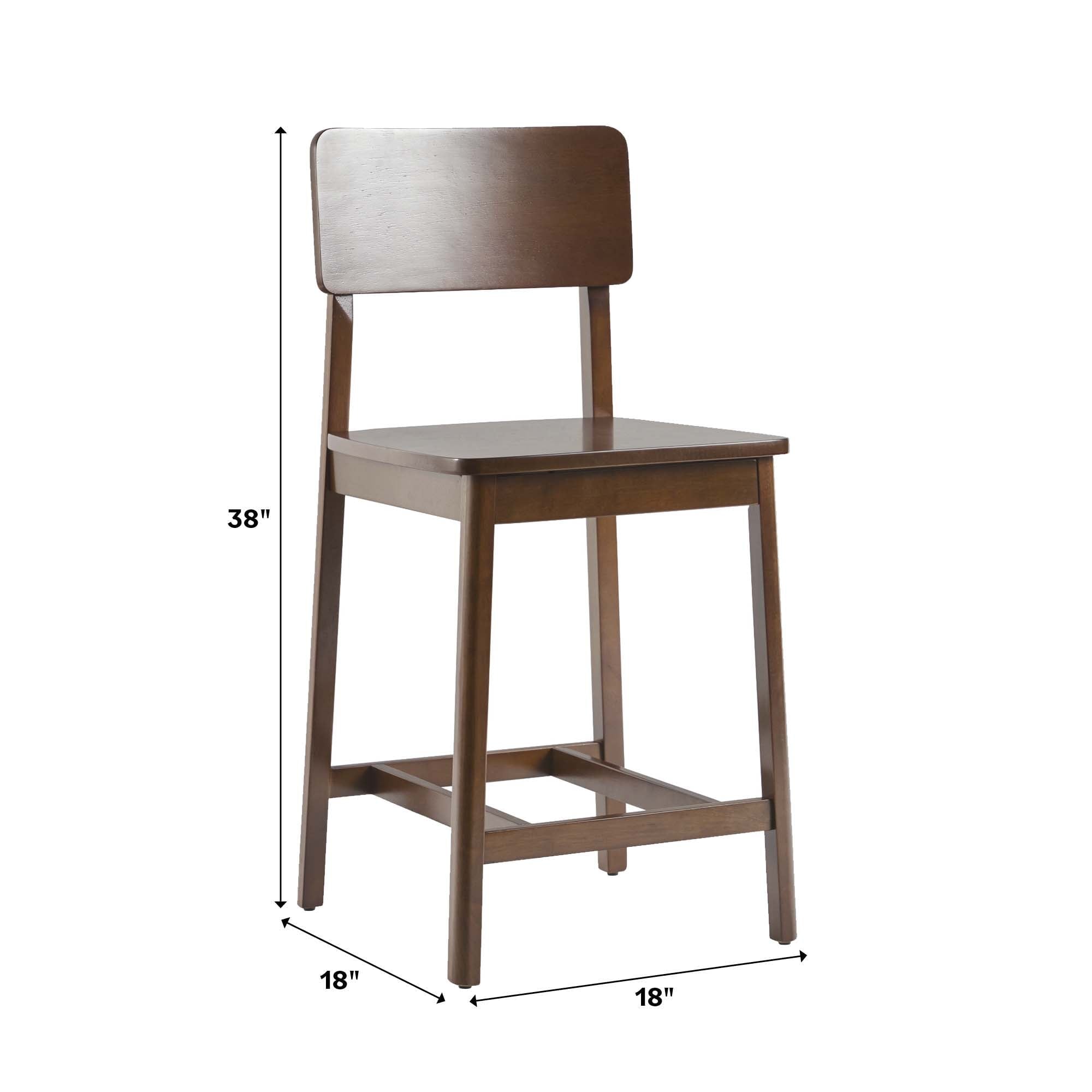 Taburete minimalista de madera maciza, juego de 2