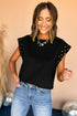 Feminine Black Studded Top