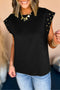 Comfortable Black Studded Tee with Short Sleeves