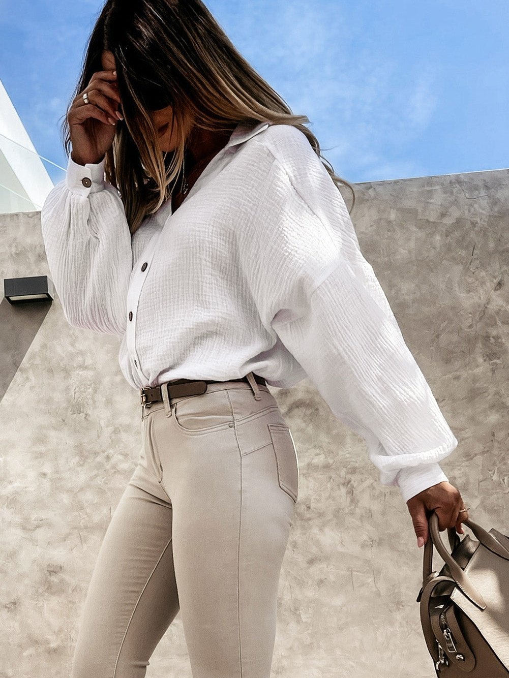 Relaxed Fit Long Sleeve Button-Up