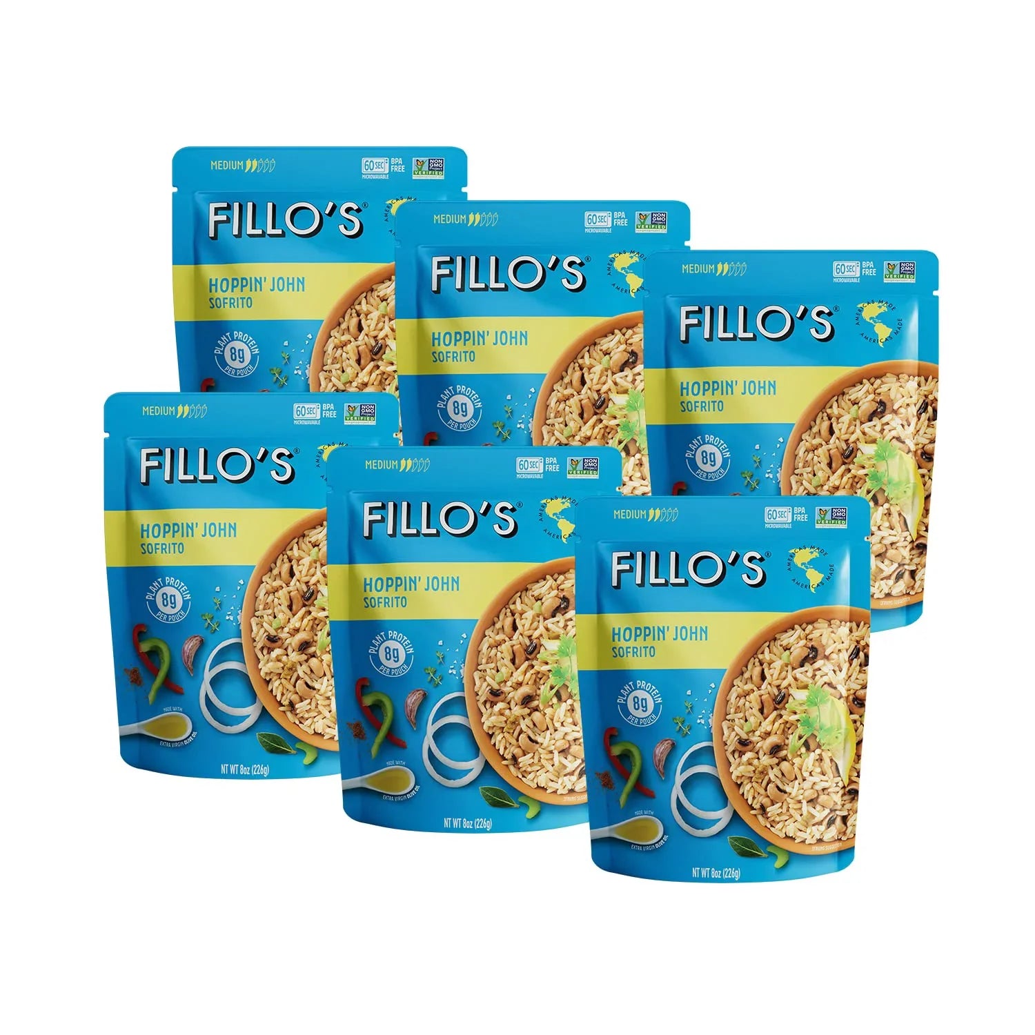 Fillo's Caroline Peas & Rice - 6 Pack, 8 oz Each