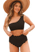 One-Shoulder Scalloped High-Waisted Bikini