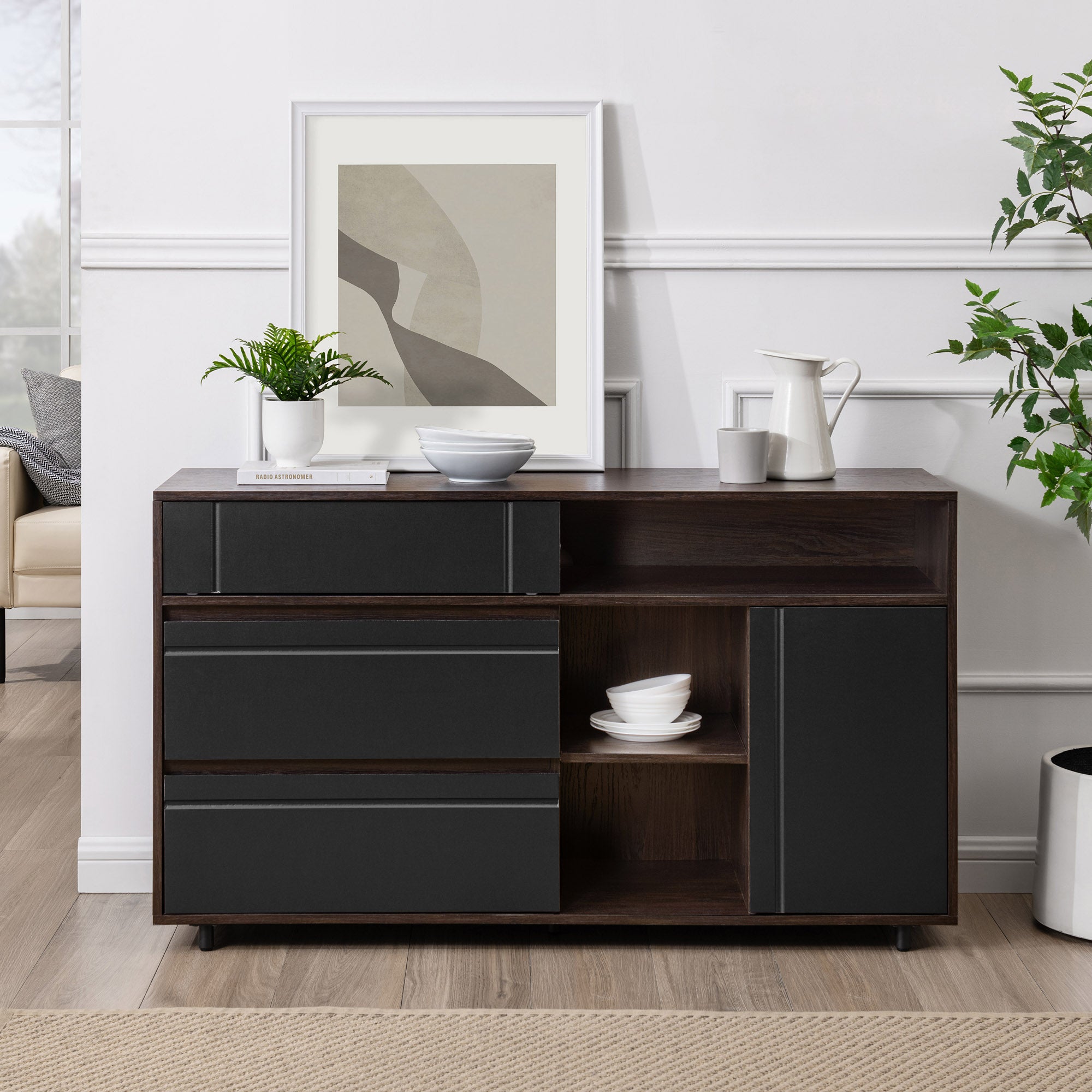 Aparador tipo buffet y mueble de TV contemporáneo de 52" de Beckett