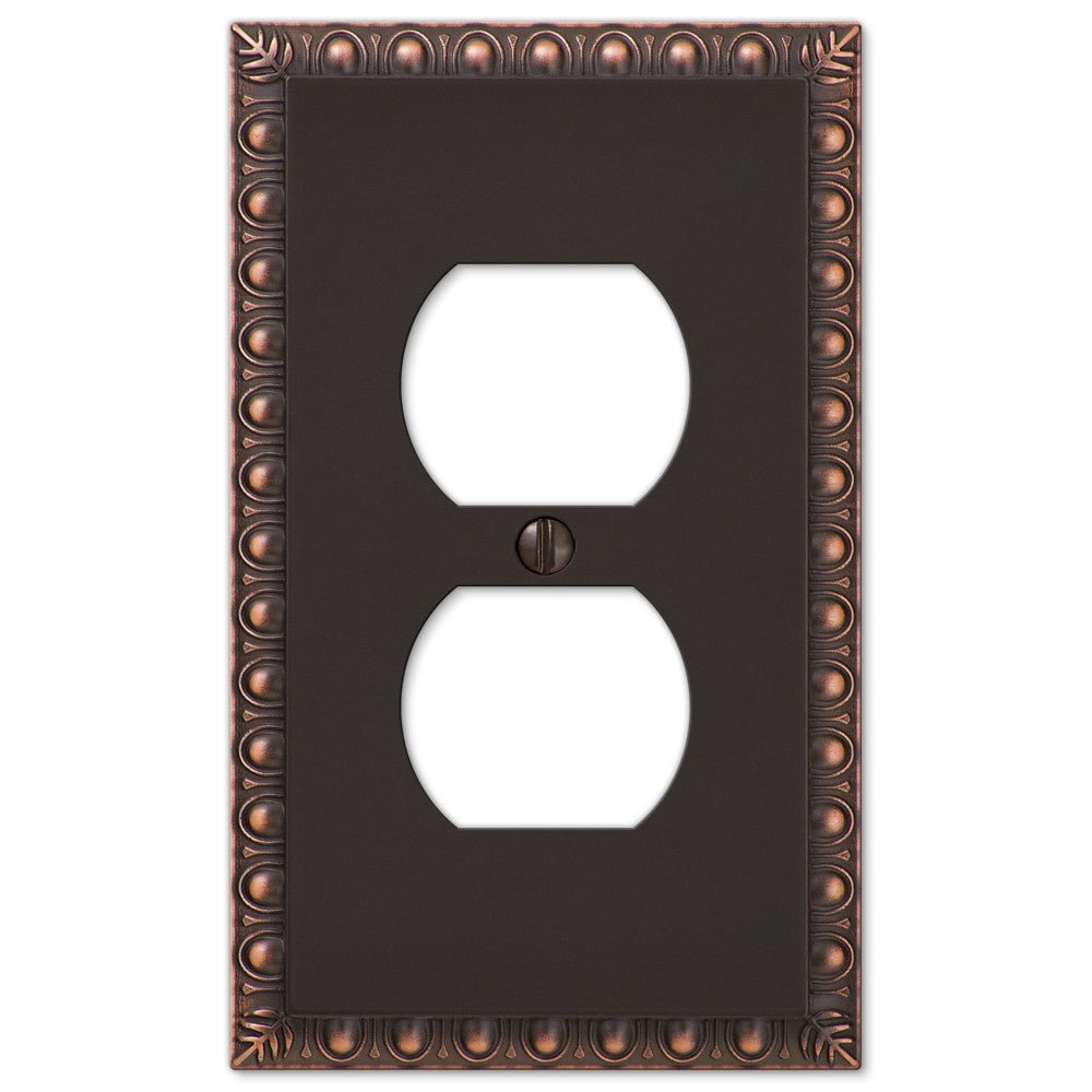 Placa de pared dúplex de bronce envejecido con forma de huevo y dardo