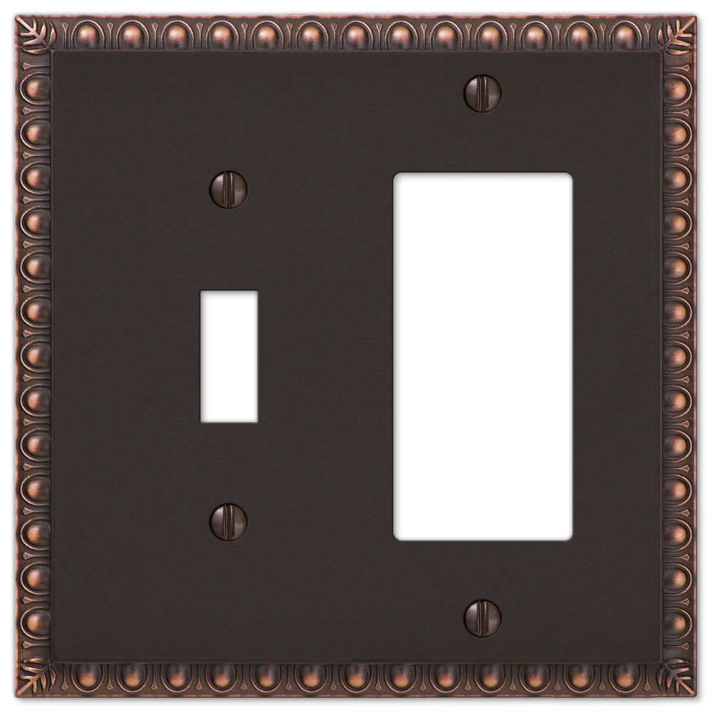Placa de pared de bronce envejecido con forma de huevo y dardo: 1 palanca y 1 balancín