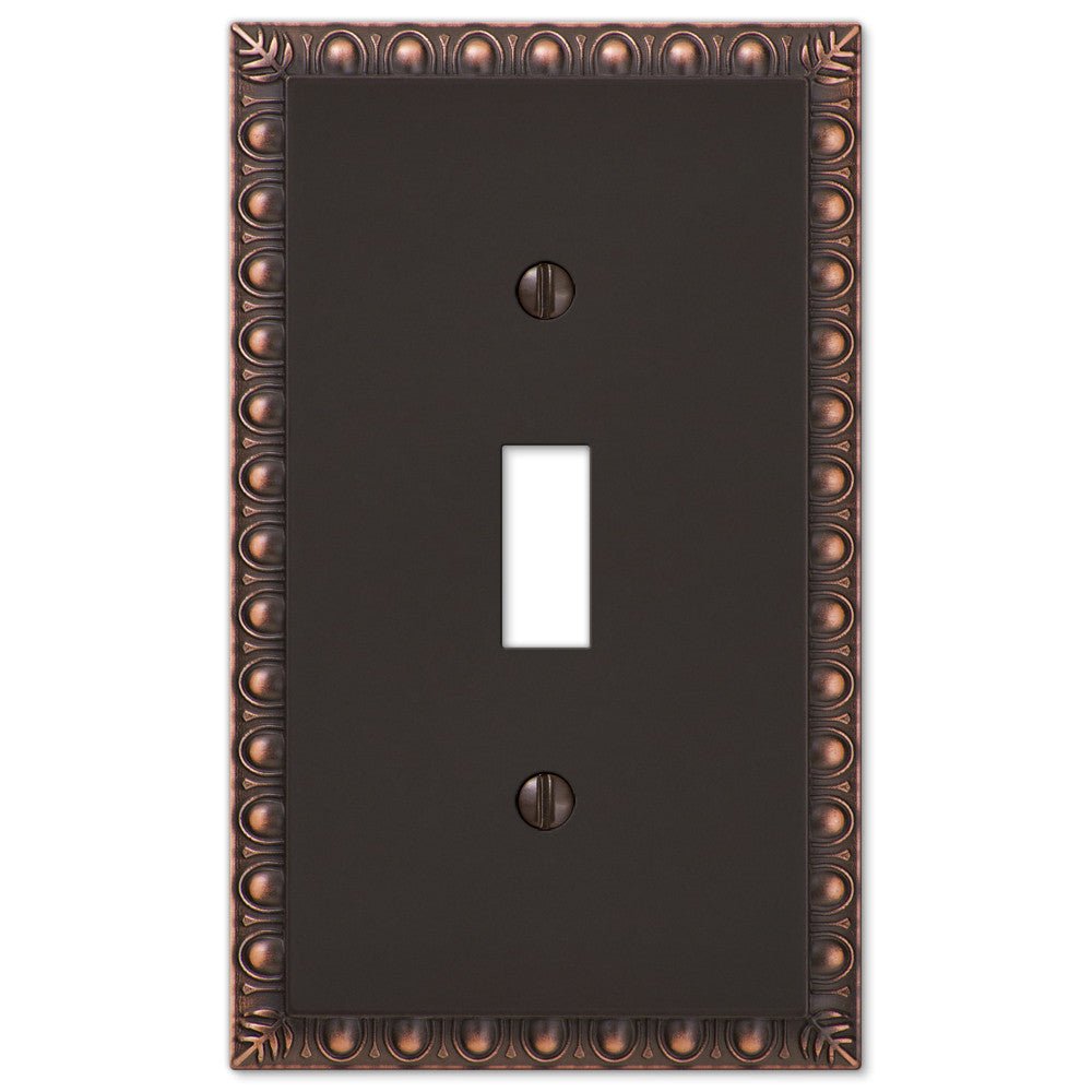 Egg & Dart Aged Bronze Cast - 1 Toggle Wallplate