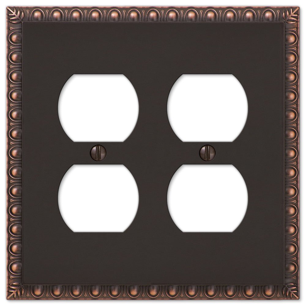 Placa de pared de dos piezas de bronce envejecido con forma de huevo y dardo