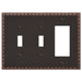 Placa de pared con 2 palancas y 1 balancín de bronce envejecido con forma de huevo y dardo