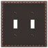 Placa de pared con 2 palancas de bronce envejecido con forma de huevo y dardo
