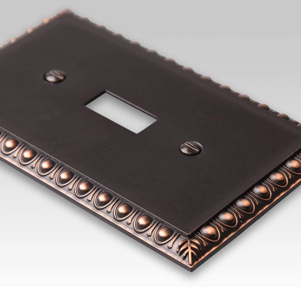 Egg & Dart Aged Bronze Cast - 4 Toggle Wallplate