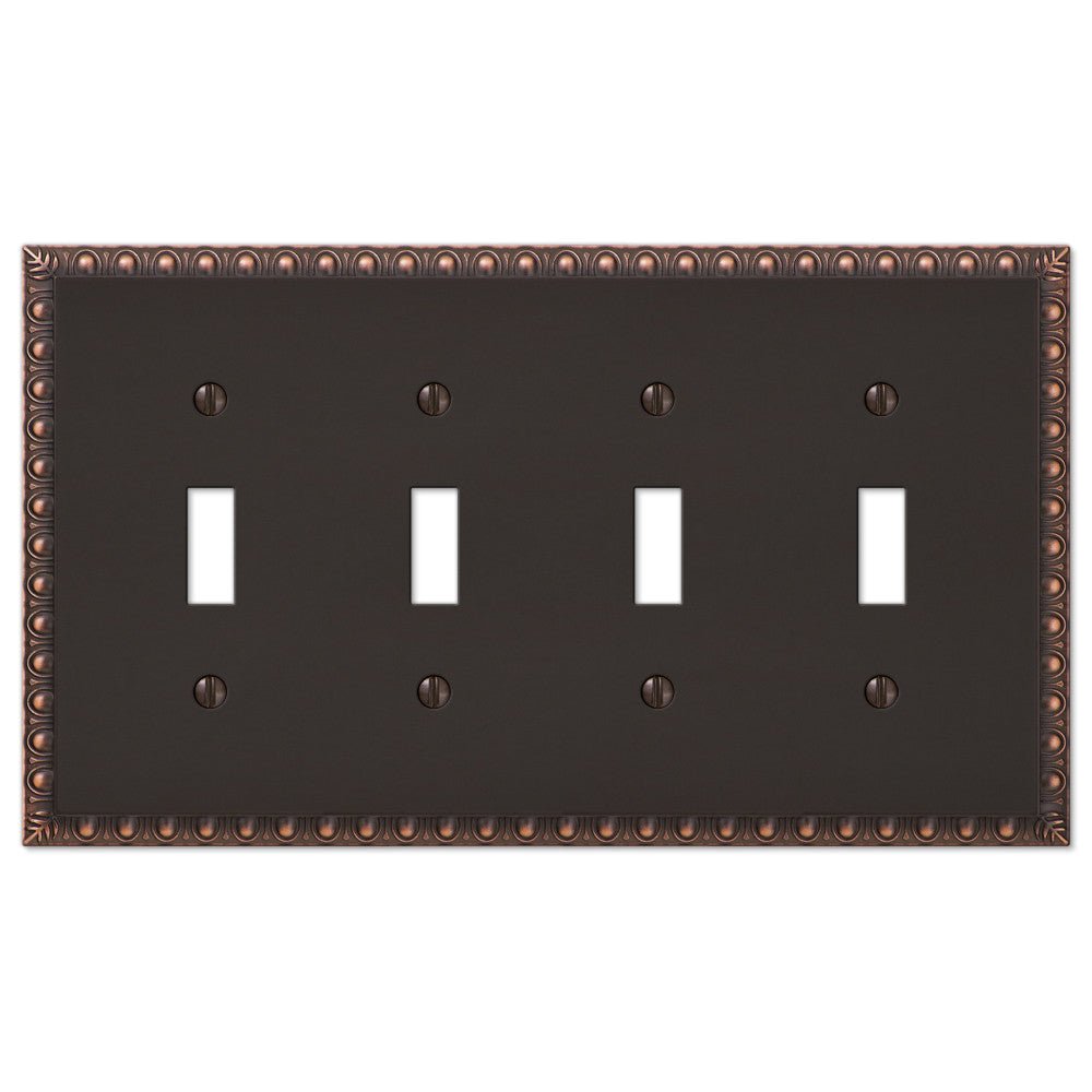 Egg & Dart Aged Bronze Cast - 4 Toggle Wallplate