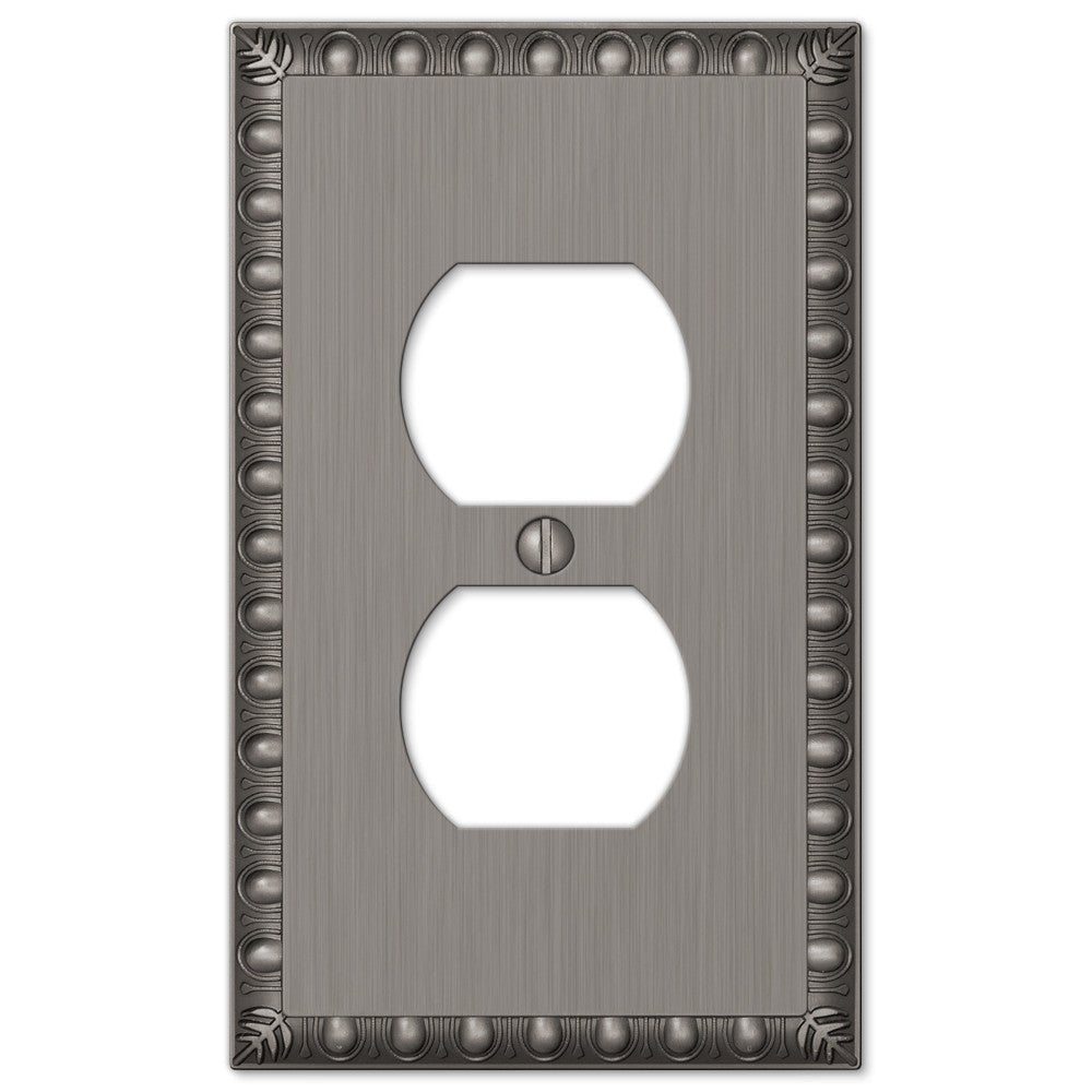 Placa de pared dúplex de níquel antiguo fundido con forma de huevo y dardo