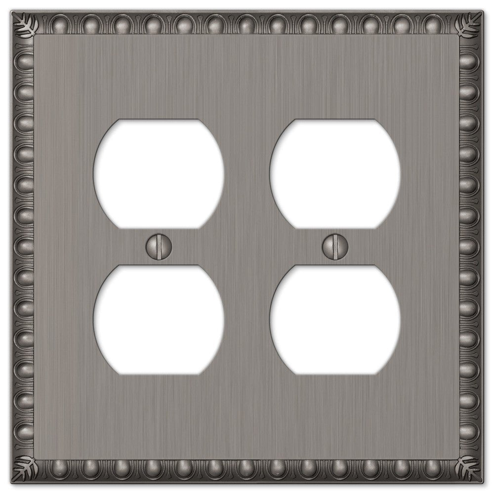 Egg & Dart Antique Nickel Cast - 2 Duplex Wallplate