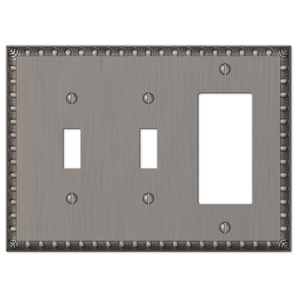 Egg & Dart Antique Nickel Cast - 2 Toggle / 1 Rocker Wallplate