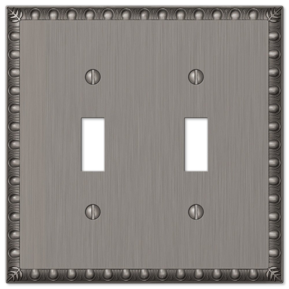 Placa de pared con dos palancas de níquel fundido antiguo Egg &amp; Dart