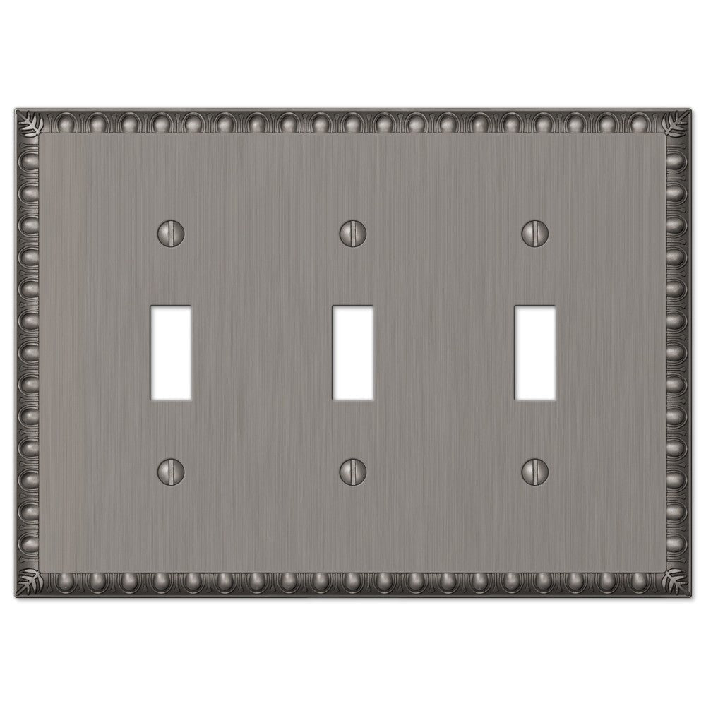 Placa de pared con tres palancas de níquel fundido antiguo Egg &amp; Dart