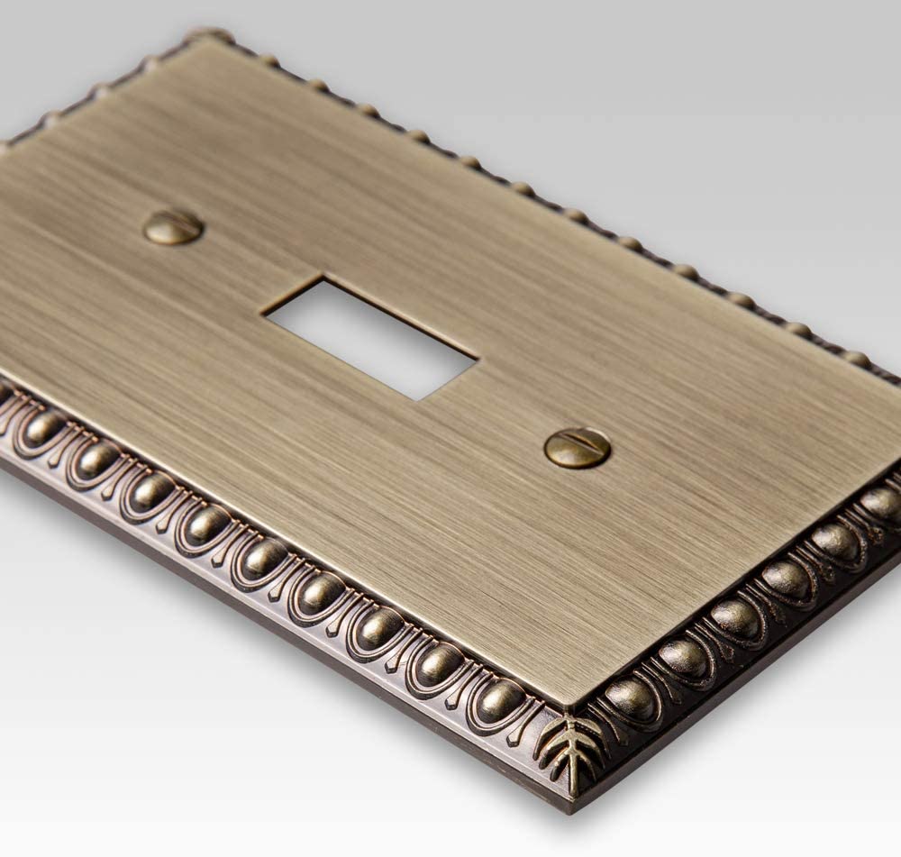 Placa de pared de latón fundido cepillado con forma de huevo y dardo: 1 toma de teléfono