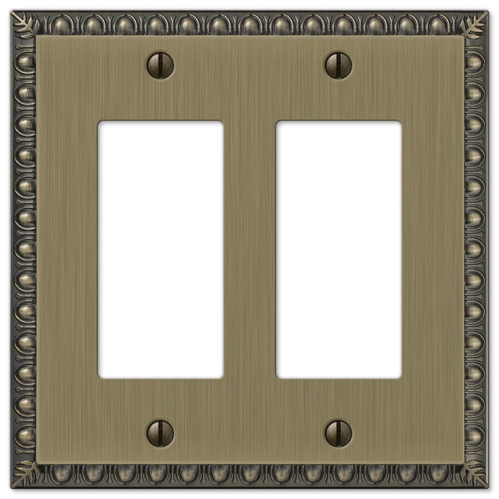 Placa de pared con dos balancines de latón fundido cepillado Egg &amp; Dart