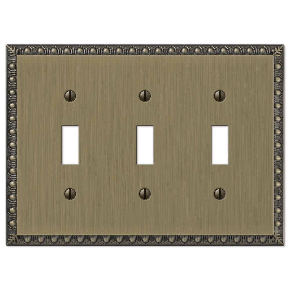 Placa de pared con 3 palancas de latón fundido cepillado Egg &amp; Dart