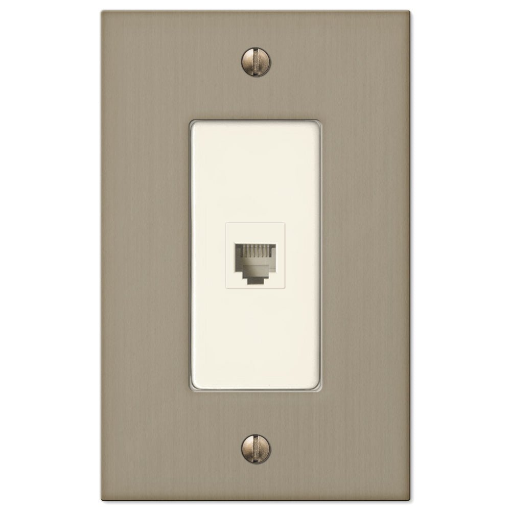 Placa de pared de bronce fundido cepillado Elan para 1 toma de teléfono