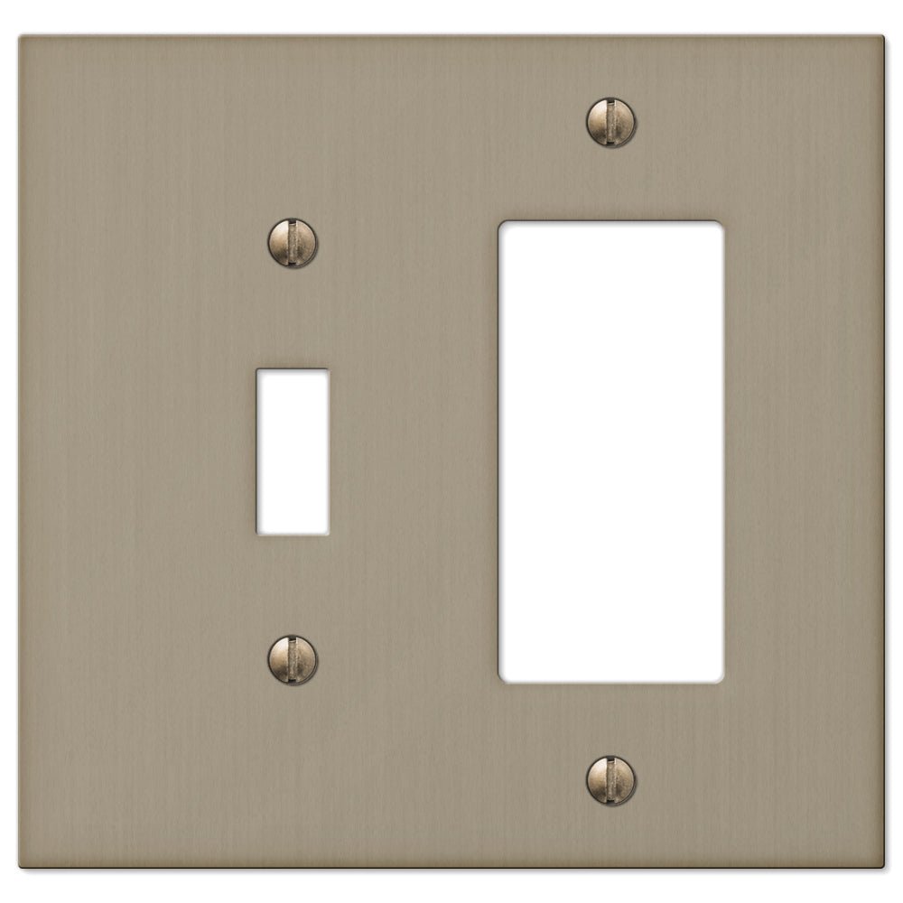 Elan Brushed Bronze Cast - 1 Toggle / 1 Rocker Wallplate
