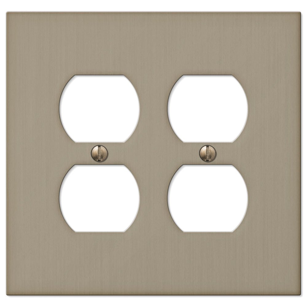 Placa de pared de fundición de bronce cepillado Elan - 2 dúplex