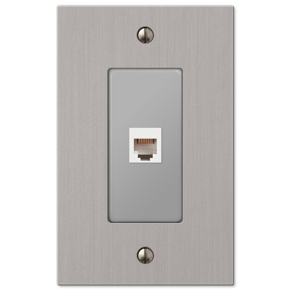 Placa de pared de níquel cepillado fundido Elan - 1 toma de teléfono