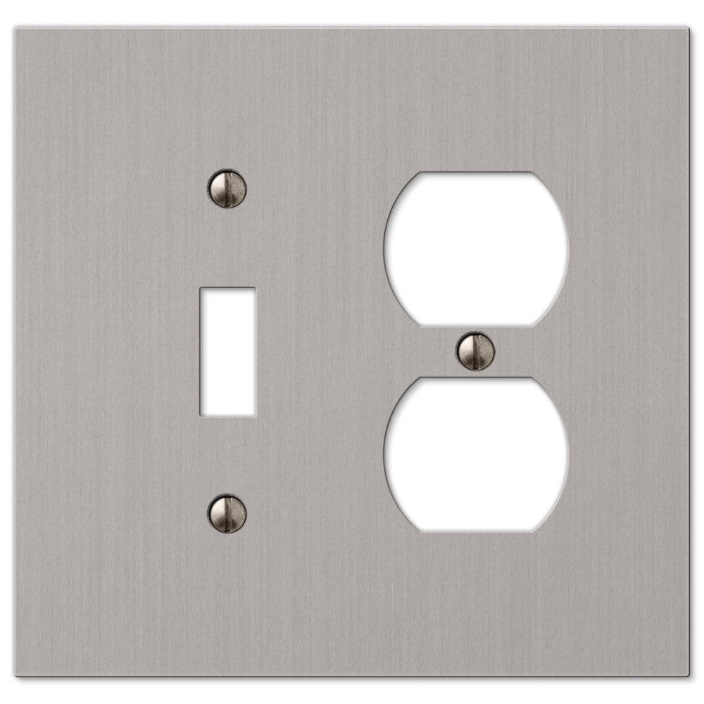 Elan Brushed Nickel Cast - 1 Toggle / 1 Duplex Wallplate