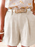 Elegant Beige High Waist Wide Leg Cotton Blend Casual Shorts