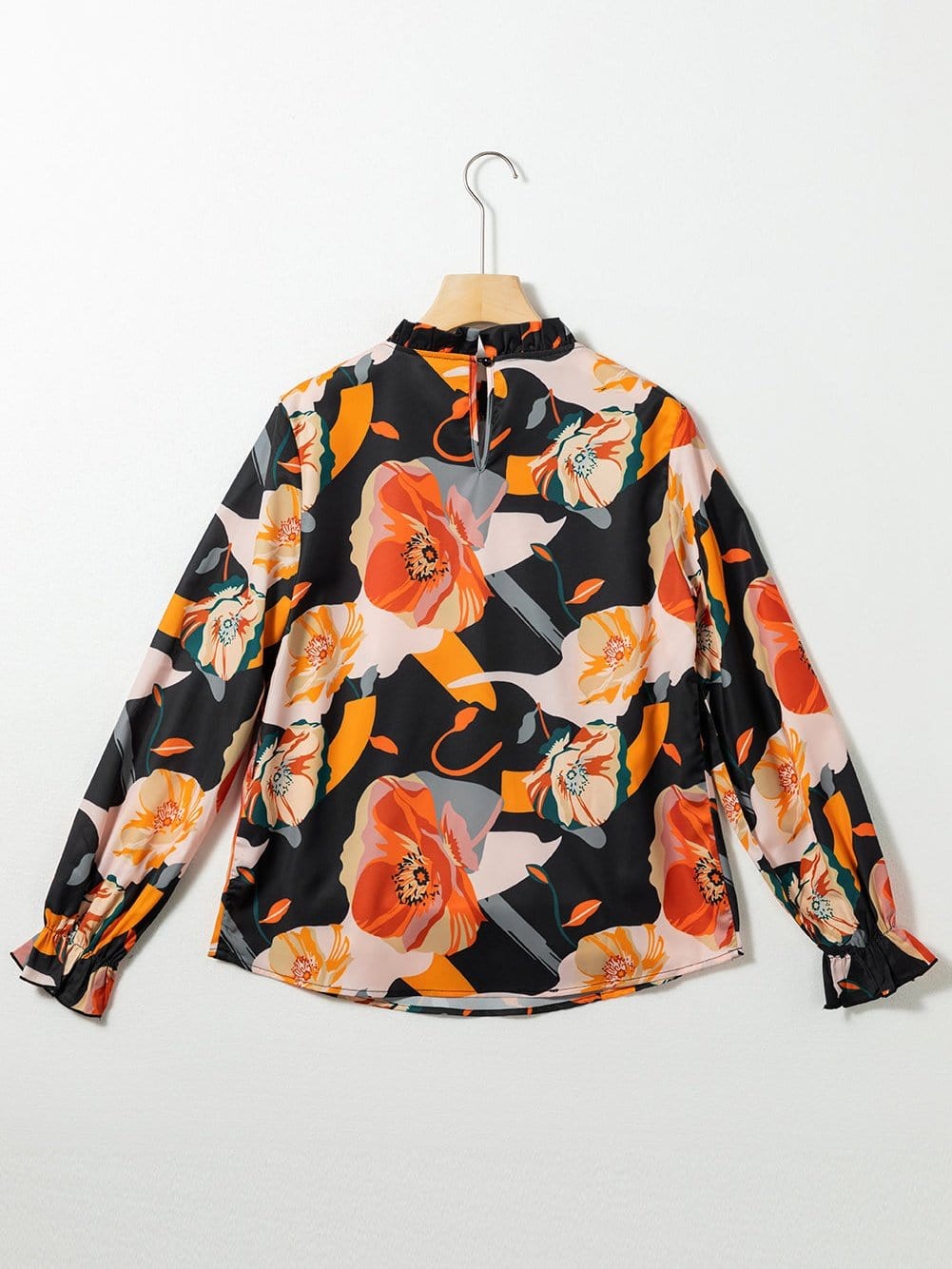 Stylish Floral Mock Neck Blouse