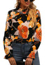 Stylish Floral Mock Neck Blouse
