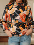Stylish Floral Mock Neck Blouse