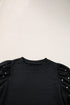 Stylish Black Blouse with Pearl and Rhinestone Decor