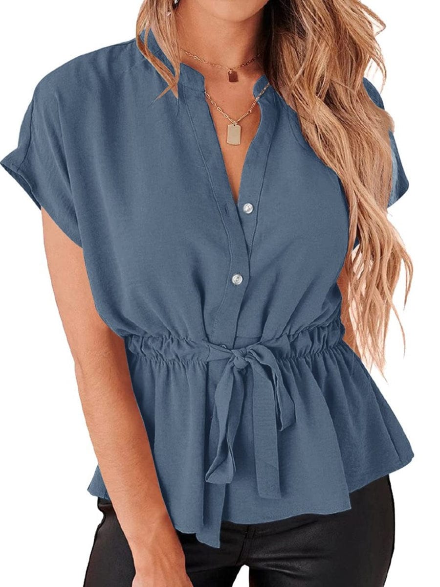 3/4 Sleeve Button-Front Mini Dress