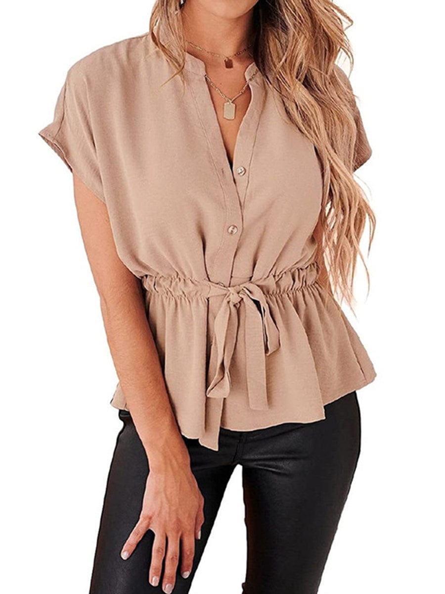 3/4 Sleeve Button-Front Mini Dress