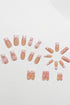 Elegant French Floral Bowknot Nail Sticker Set in Light Pink