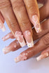 Elegant French Floral Bowknot Nail Sticker Set in Light Pink