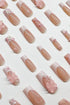 Elegant French Floral Bowknot Nail Sticker Set in Light Pink