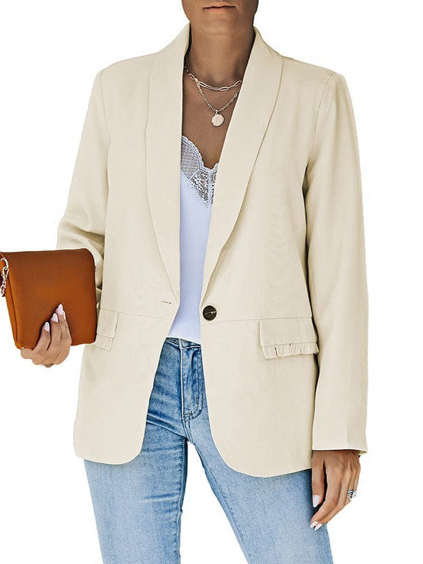 Solid Color Blazer with Single Button