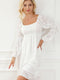 White Mini Dress with Square Neckline