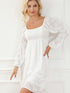 White Mini Dress with Square Neckline