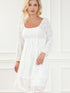 White Mini Dress with Square Neckline