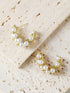 Elegant White Pearl and Rhinestone Hoop Earrings