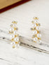 Elegant White Pearl and Rhinestone Hoop Earrings