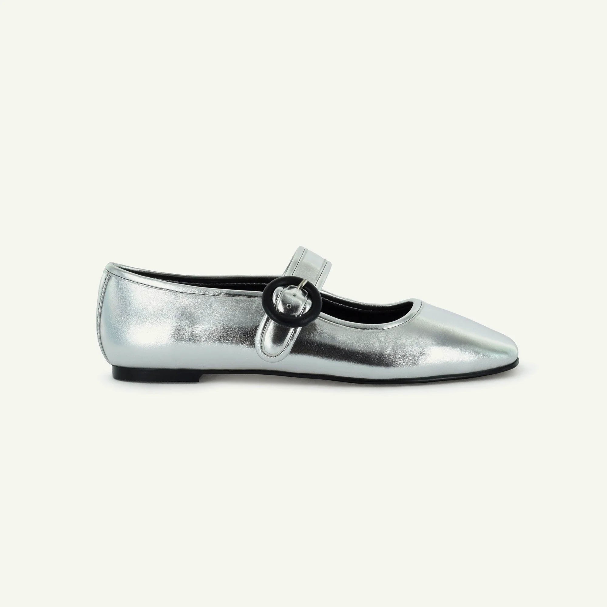 Mariana: Flat Mary Jane - Silver Women's Shoe