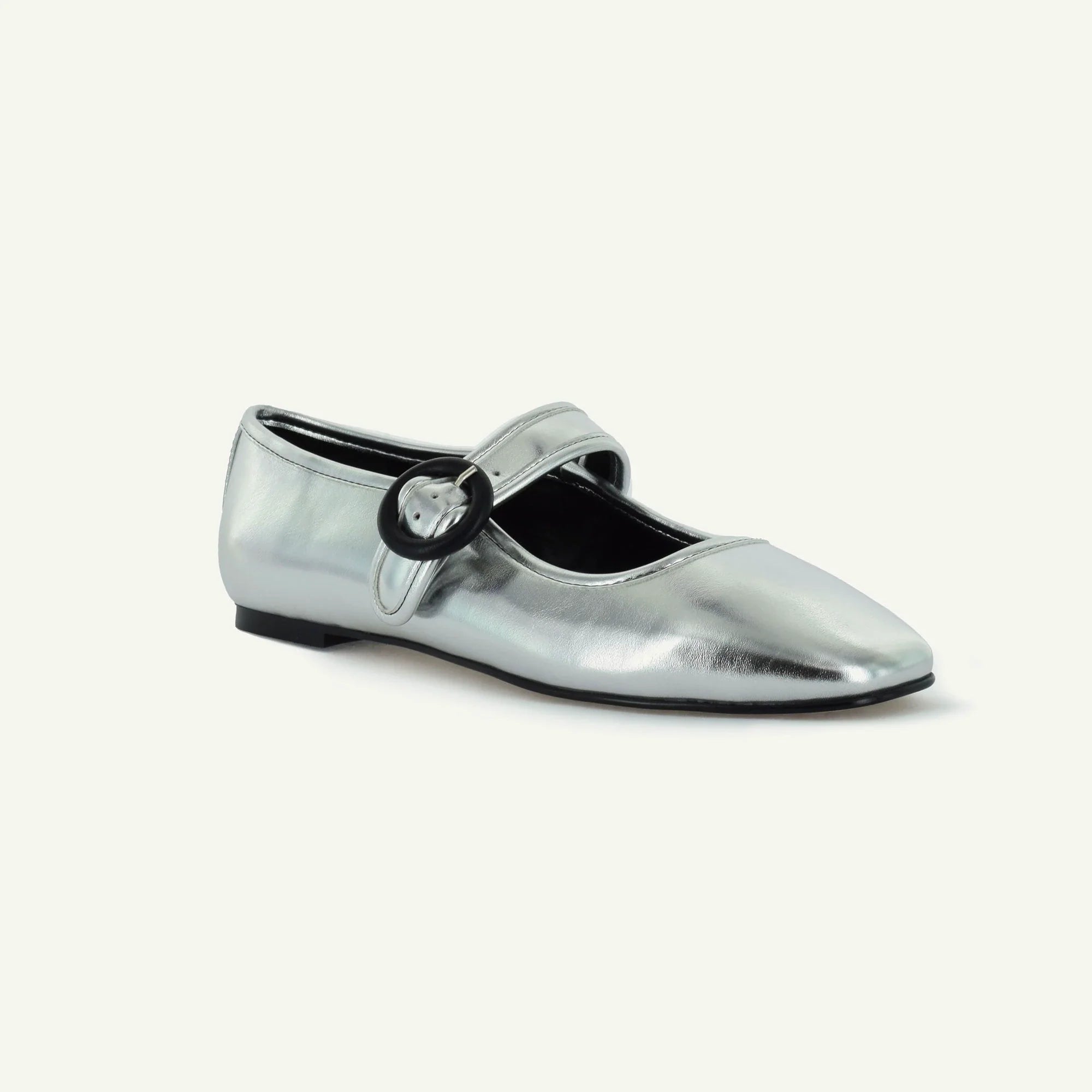 Mariana: Flat Mary Jane - Silver Women's Shoe