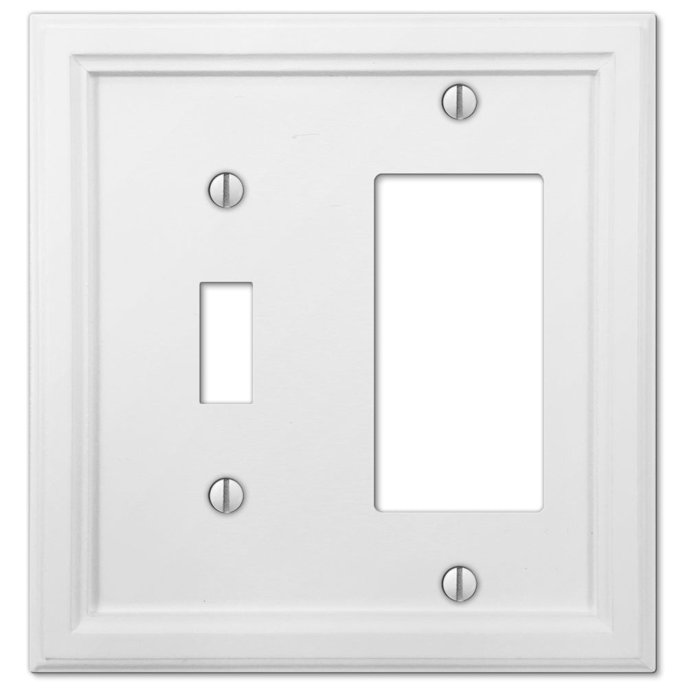 Elly White Wood - 1 Toggle / 1 Rocker Wallplate