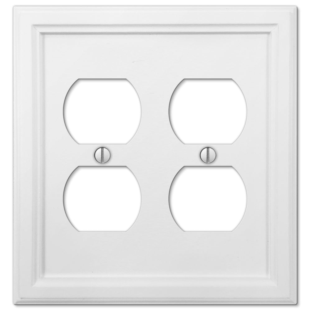 Elly White Wood - 2 Duplex Wallplate