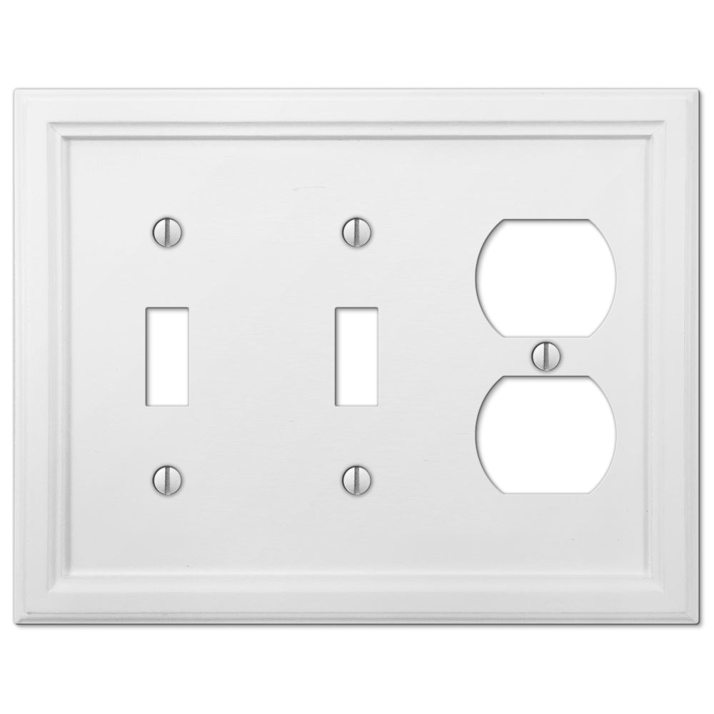 Elly White Wood - Placa de pared con 2 palancas y 1 dúplex